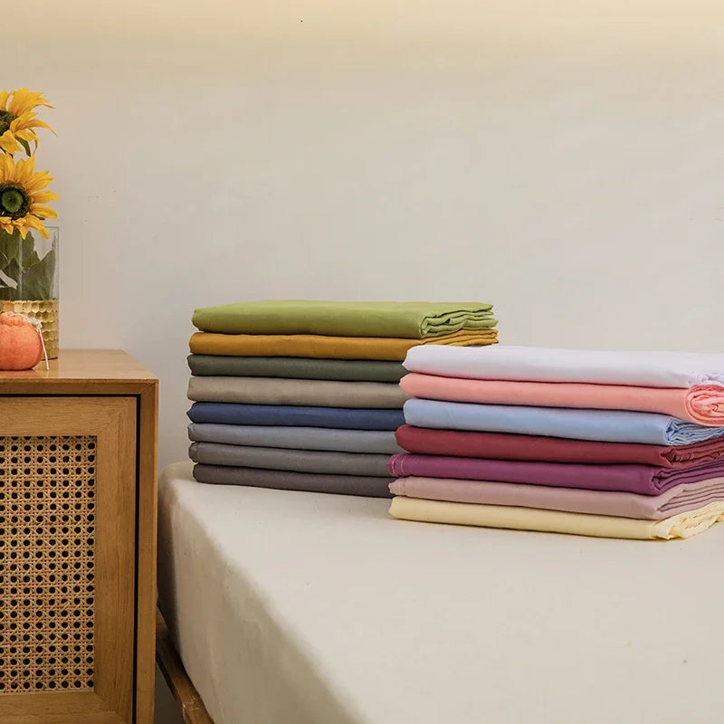 Soft Home Bed Linen Sheets Bed Flat Sheet for Double Bed Plain Solid Color Top Sheets Single/Queen/King Flat Bedsheets