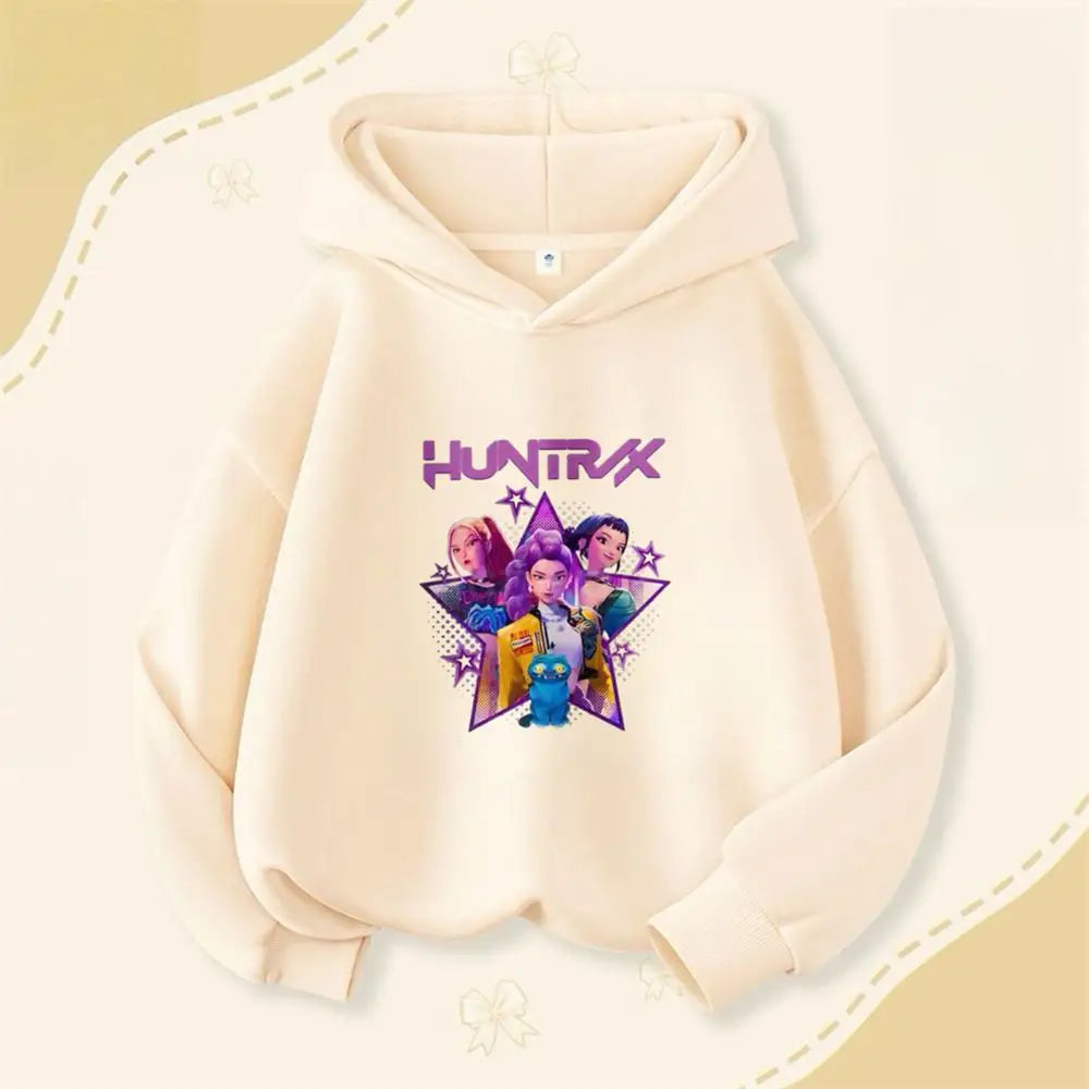 Cartoon Hooded Tops For Girls Child New Fashion Casual Clothing Lovely Simple Hoodies Long Sleeve Popular Spring Autumn Wear