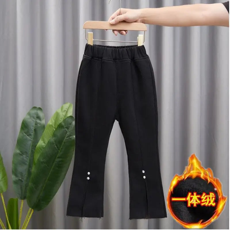 3-14 Years Teenage Pants For Girls Roupa Infantil Menina Winter Fleece Children Jeans Kids Denim Trousers Girls Clothing