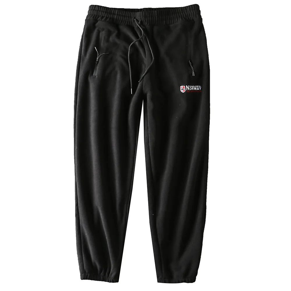 New Winter Casual Thickened Fleece Warm Sweatpants Men Outdoor Elastic Waist Norway Sport Joggers Pants Loose Male Trousers