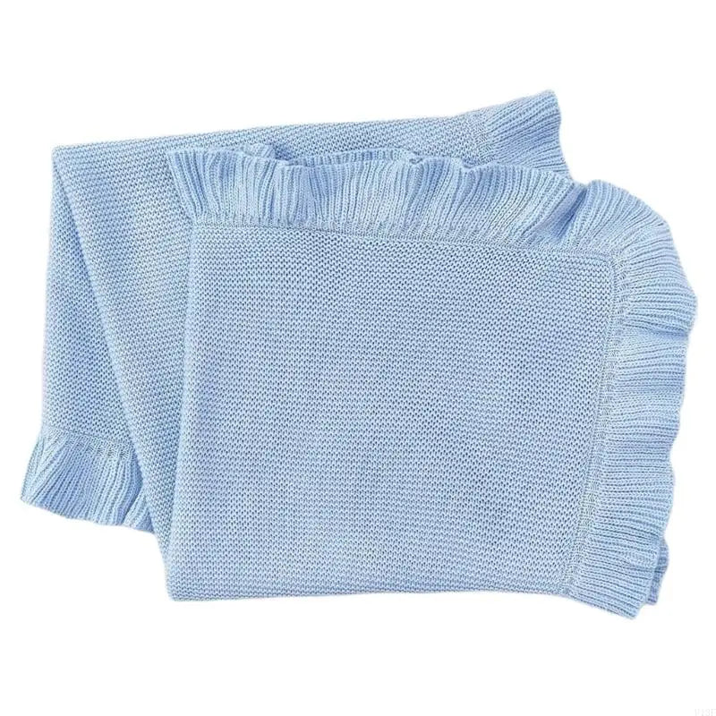 Baby Blanket for Newborns Cotton Ruffle Knitted Wrap Towel Soft and Breathable Bed Blanket for Autumn Winter 75x95cm