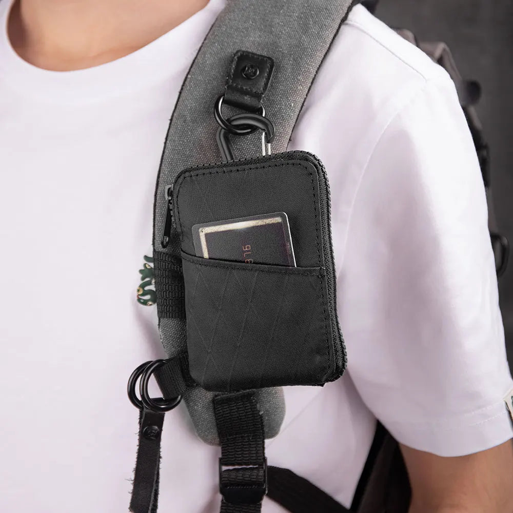 Zip Card Pouch - Use as Card Wallet and Coin Pouch - Holds 12-20 Cards and Cash - Made With Black Axoflux and RFID Blocking