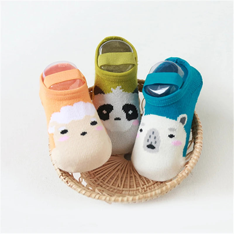 Kids Cotton Socks Cute Cartoon Animal Pattern Comfy Breathable Baby Non-slip Floor Socks