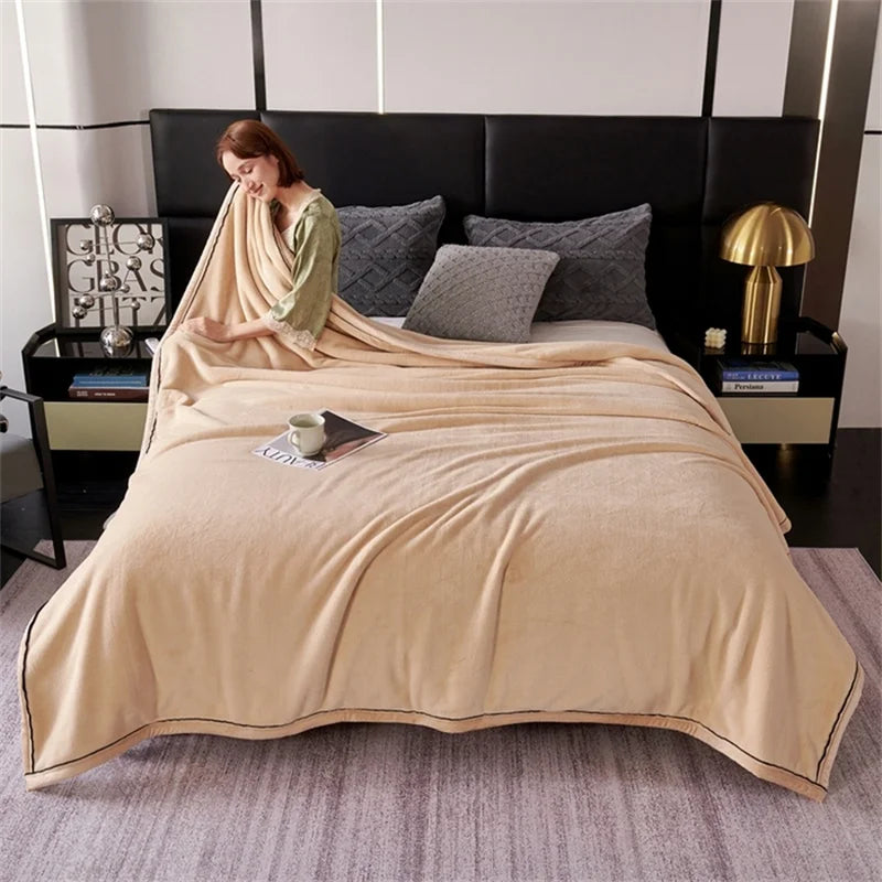 2025 Flannel Blanket,Soft Solid Green Fleece Bed Cover,70*100cm Full Bedspread Home Travel Outdoor Bed Linens Drop Shipping