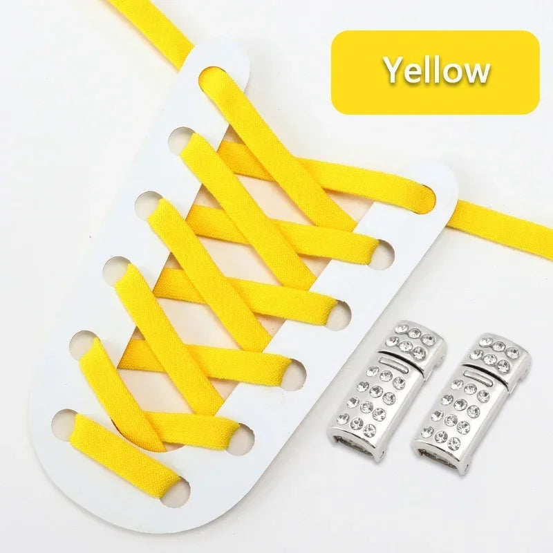 Magnetic Shoe Laces Without Ties Elastic Shoelaces For Sneakers  Diamond Metal Lock Convenient Lazy Shoes Lace Unisex 1Pair