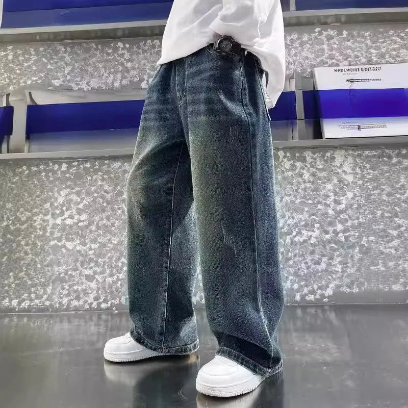 Big Boy Child Fashion Vintage Trousers Spring Autumn Kids Casual Jeans for Cotton Sweatpants Teenage Baby Boys Clothes Jeans