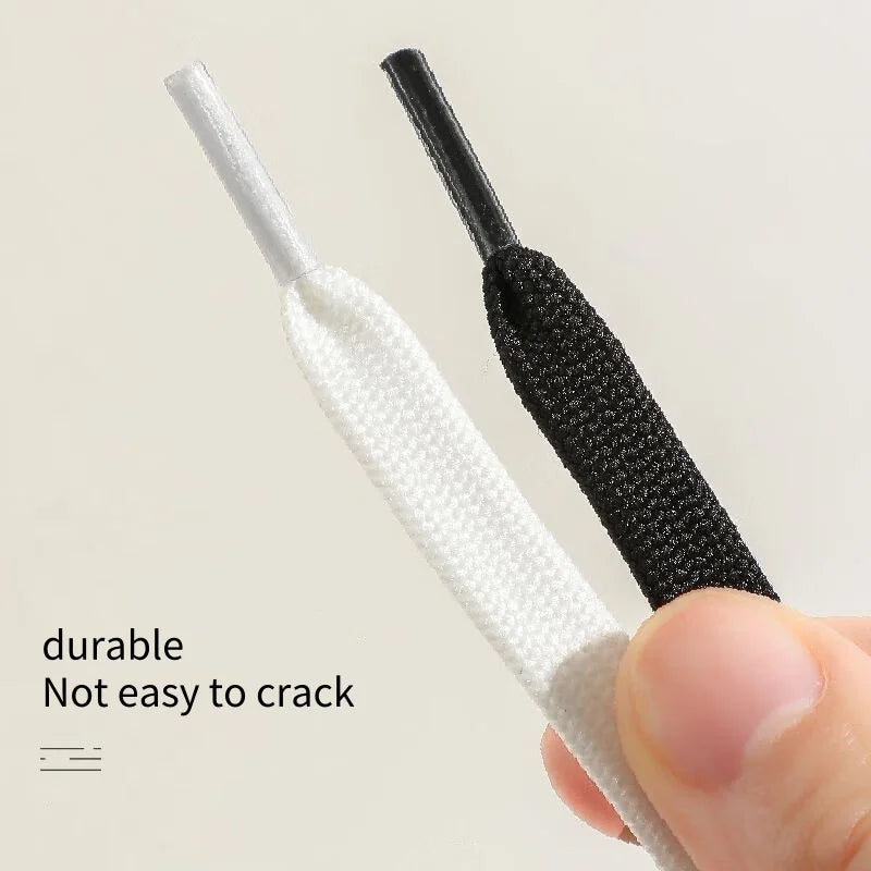 2 Pairs Black White Shoe Laces Flat Double Woven Anti-slip Polyester Shoelaces Sports Casual White Shoes Classic Shoelace