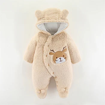0 3 6 9 12 Months Newborn Baby Rompers Cute Christmas Elk Plush Infant Girl Overall Jumpsuit Autumn Winter Warm Baby Boy Clothes