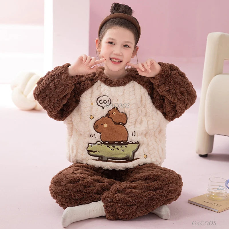 Kids Pajamas for Boys 3 4 5 6 7 8 9 10 11 12 14 16 Years Flannel Sleepwear Set Dinosaur Pyjamas Anmal Children Pijamas Clothing