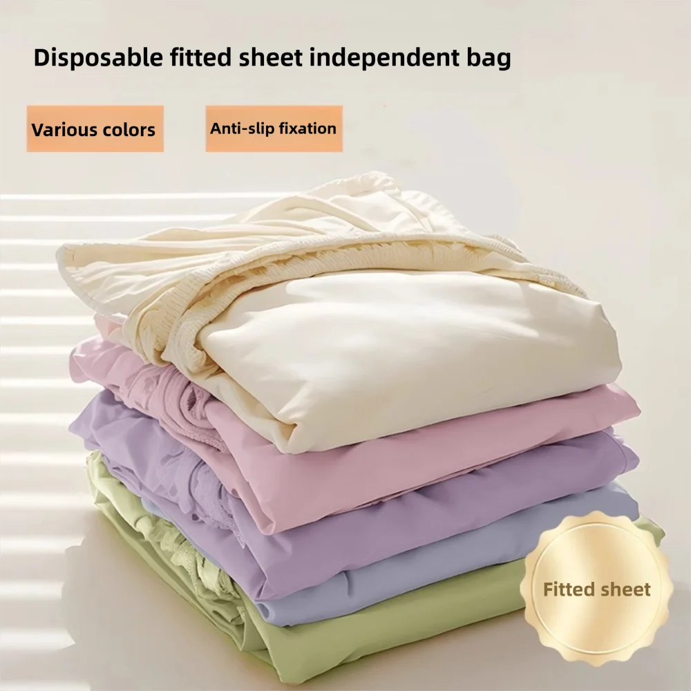 Soft Non-woven Disposable Fitted Sheet with Elastic Bands Non Slip Disposable Bed Sheet Single Bed Mattress Covers Travel