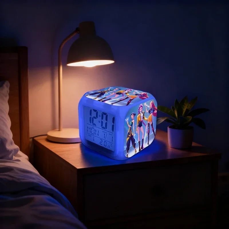 Kpop Demon Group Student Alarm Clock Colorful Digital Clock Children'S Room Anime Cartoon Demon Hunteri Alarm Clock Blind Box
