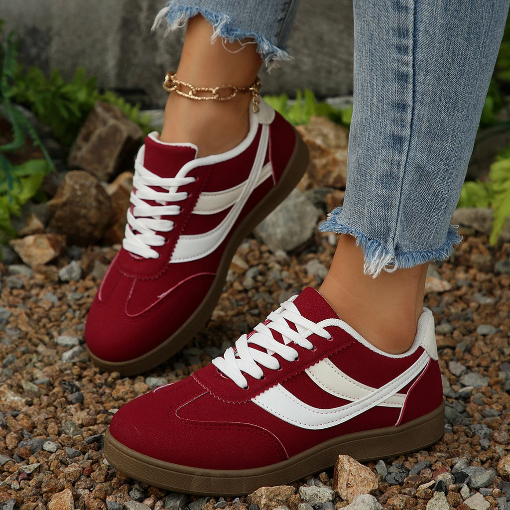 Women's 2025 Fashion Casual Sneakers Comfortable Lace Up Flat Shoes Tennis Shoes Zapatillas De Muje 35-43