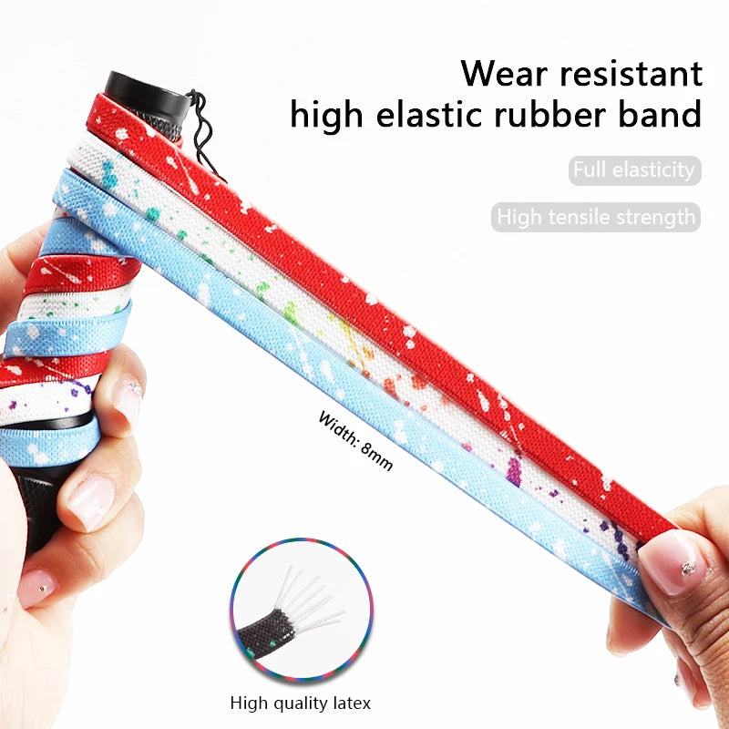 Splashing ink No tie Shoelaces Kids Adult Colorful Press Lock Sports Shoelace Without ties Flats 8MM Thick Tennis Elastic Laces