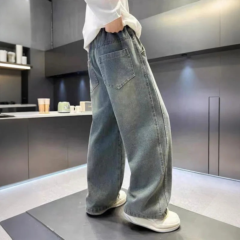 Boys' jeans, handsome and versatile, children's pants, casual boys' pants, street style fashion, spring and autumn seasons