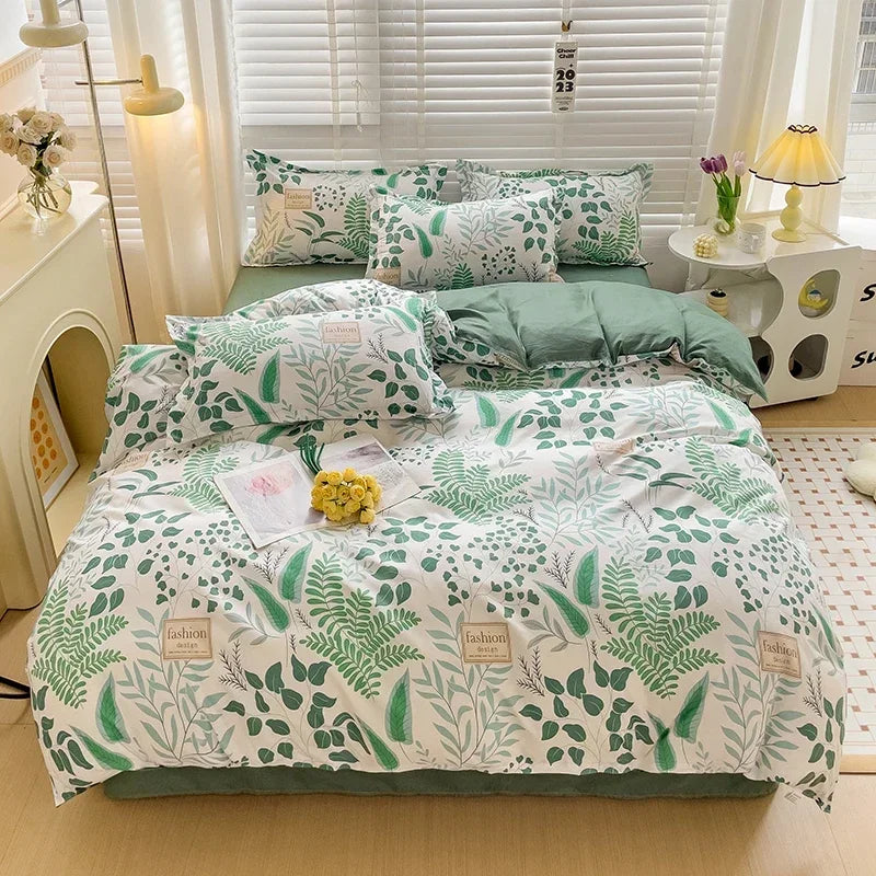 Cartoon Style Bed Sheet Set For Kids Cute Bunny Printed Bedding Set Breathable Durable постельное белье 이불세트 Queen/King Bedding