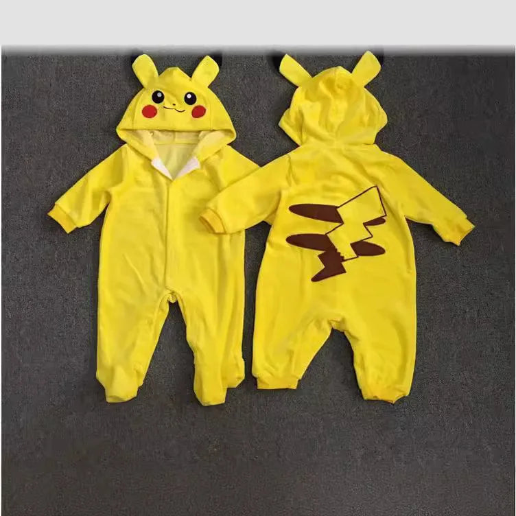 Cute Cartoon Pikachu Cosplay Costume Kawaii Newborn Baby Romper Pajamas Toddler Rompers Onesie Winter Pajamas Clothes