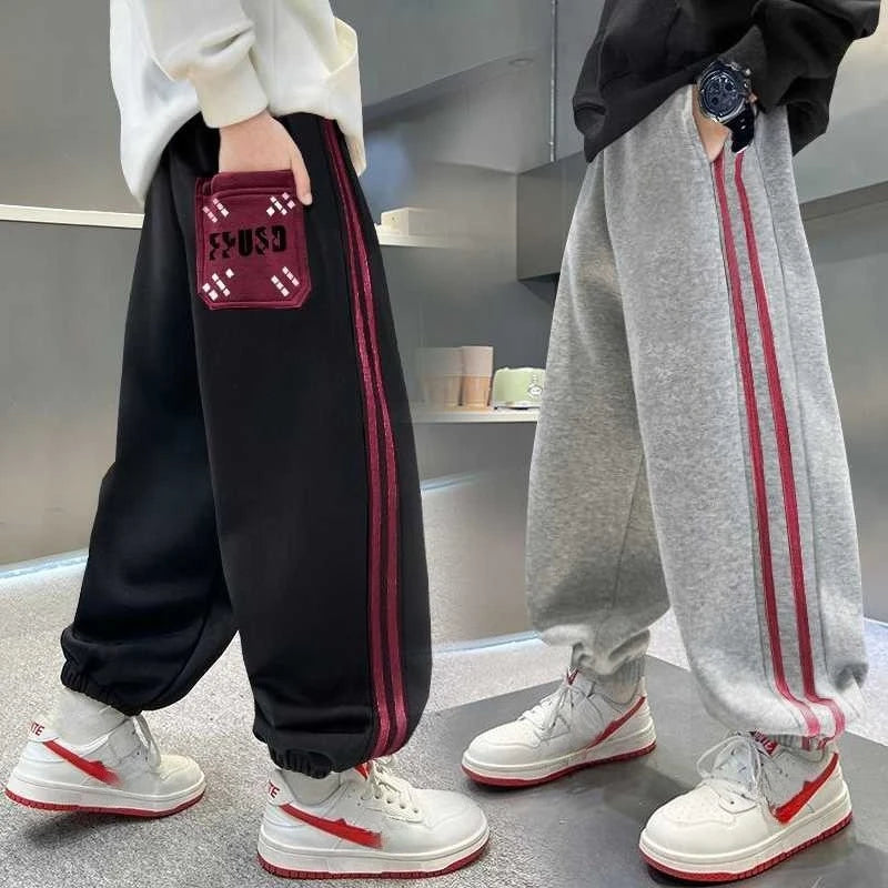 Boys' Cotton Casual Pants Kids Grey Trousers Sweatpants Outdoor Clothes for Children Boys Clothing 10 To 14 Years 2025 New