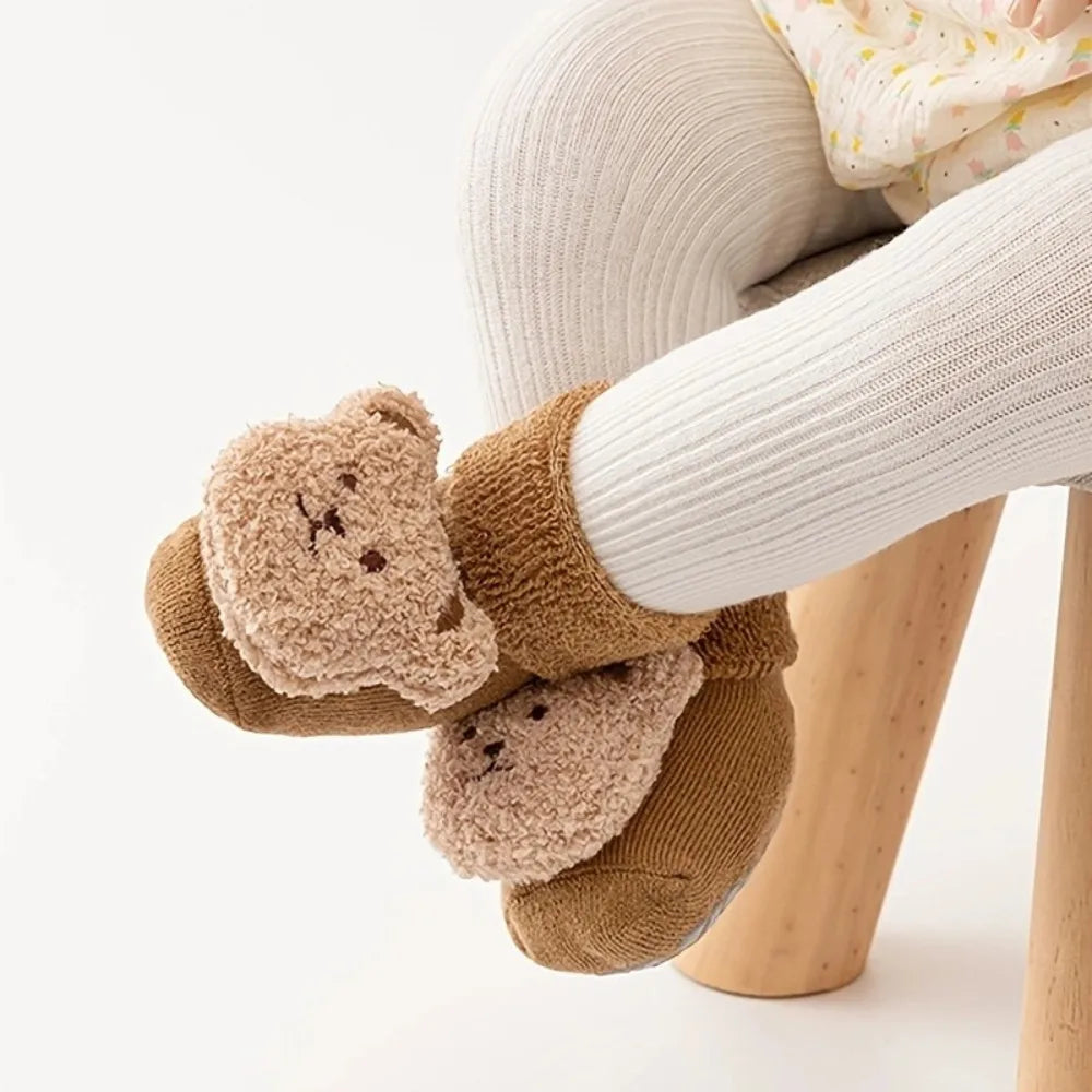 Cute Bear Baby Socks for Boys Girls Winter Soft Cotton Thicken Warm Socks Anti Slip Babies Accessories for Newborn Toddler Socks