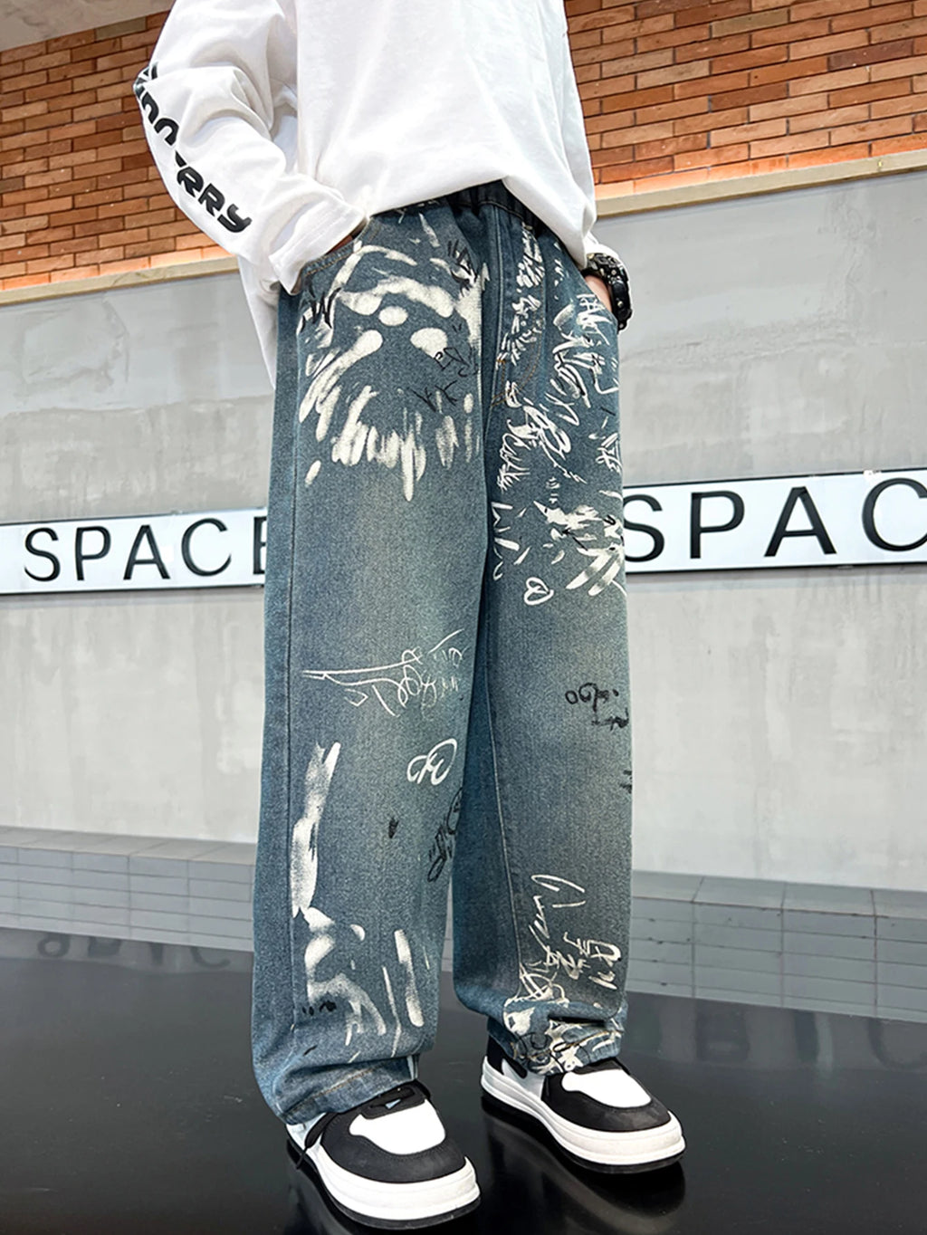 Trendy and cool graffiti jeans for older boys