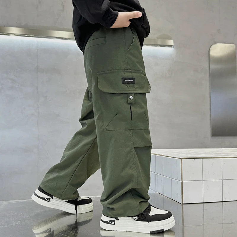 Boy Straight Pants Autumn Kids Fashion Trousers Children Casual Trackpants 2025 New Teen Work Trousers