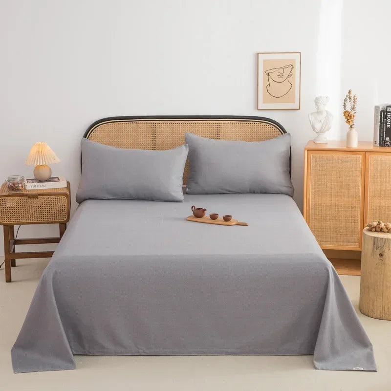Soft 100% Cotton Coarse Cloth Bed Sheet Thick Sleep Naked Single Double Bedsheet Comfortable Durable Breathable Bed Sheets Queen