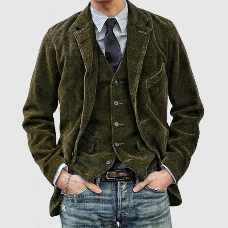 European and American Popular Spring Autumn Comfortable Simple Corduroy Single Breasted Suit Jacket Men's Casual Loose Jacket