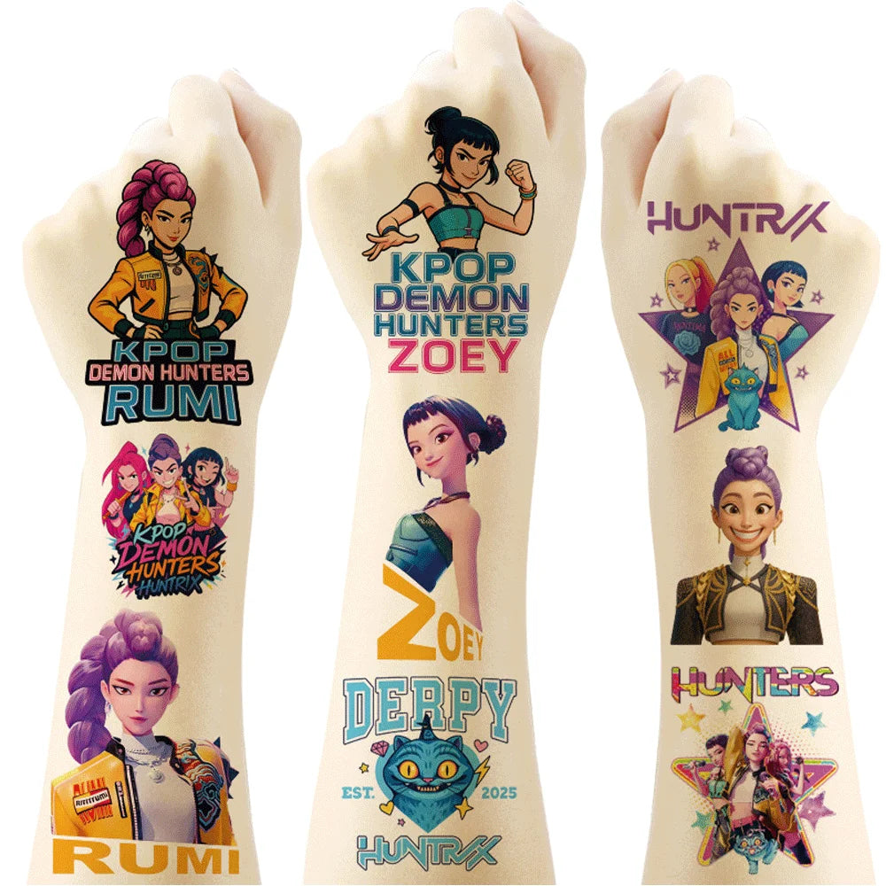 20pcs/set New Kpop Demon Hunters Tattoo Sticker Funny Temporary Waterproof Tattoos Arm Decals Kids Party Gift