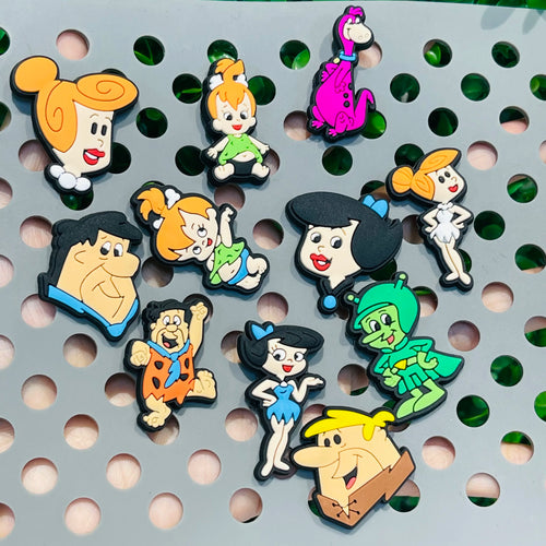 11Pcs Wild Cartoon Character PVC Shoes Buckle Charms Decoration Children Dinosaur Clog Ornament Fit Adult Cute Bracelet