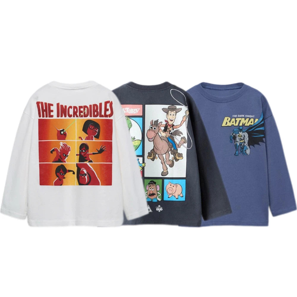 Trendy Clothes For 0-7Years Old Boys Child Long Sleeve Loose Casual Tshirt Toddler New Design Fashion Clothes Thin Simple Tees