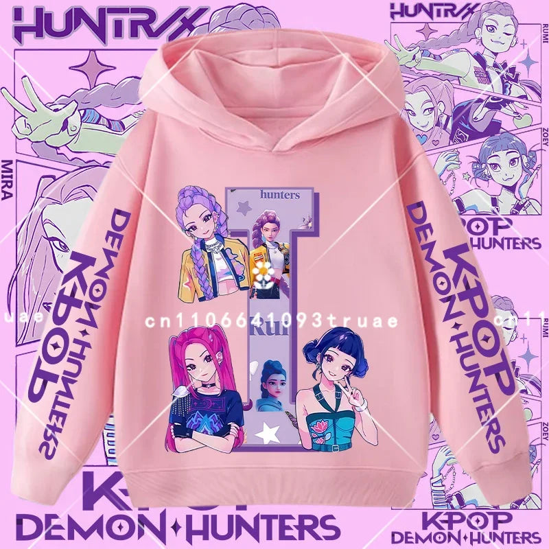 K-pop Demon Hunters girls' sportswear boys' casual shirt children's hooded shirt autumn-winter long-sleeve New model letter A-Z