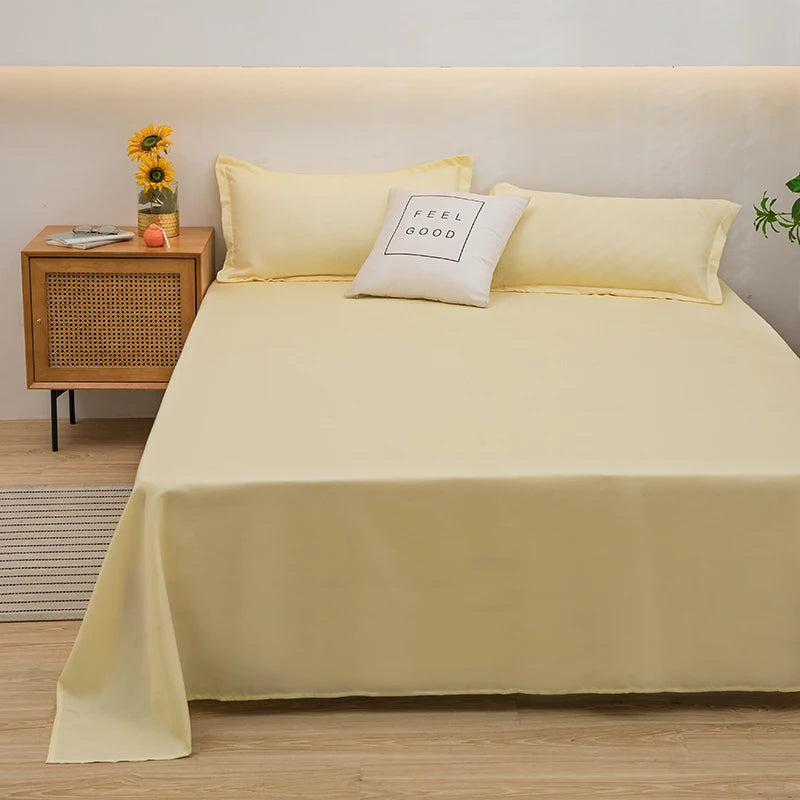 Soft Home Bed Linen Sheets Bed Flat Sheet for Double Bed Plain Solid Color Top Sheets Single/Queen/King Flat Bedsheets