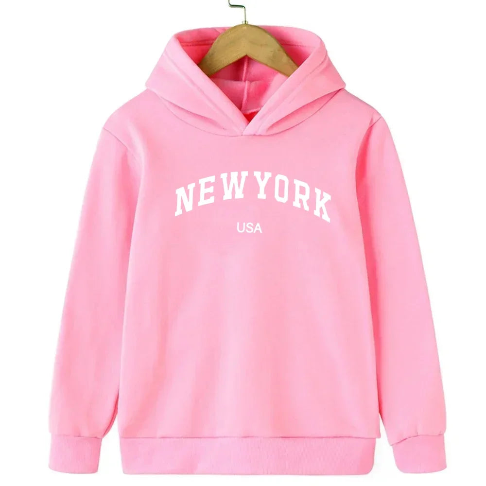 New York Boys and Girls Hoodies Autumn/Winter Hoodies Long Sleeves Classic Casual Minimalist Jackets Children's Letter Hoodies
