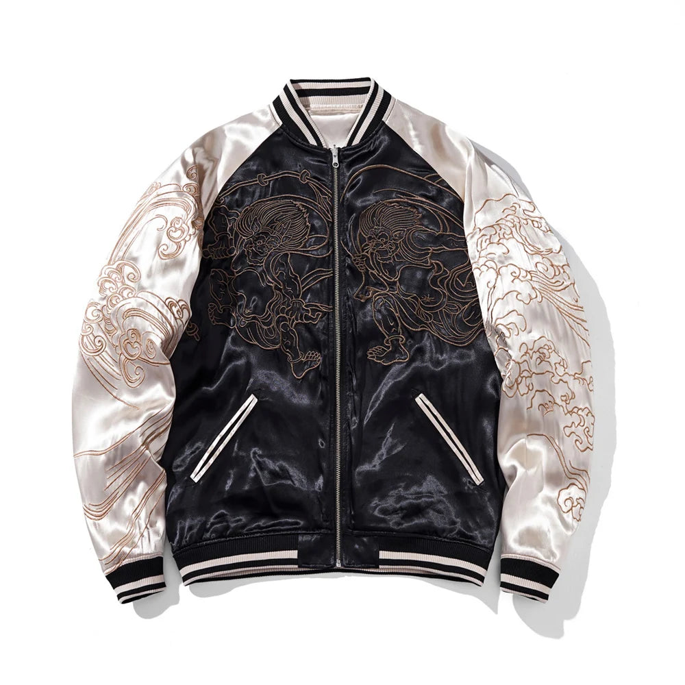Mens Baseball Jackets Hip Hop Japanese Anime Demon Embrodiery Bomber Coats Streetwear Harajuku Motorcycle Jacket Clothing