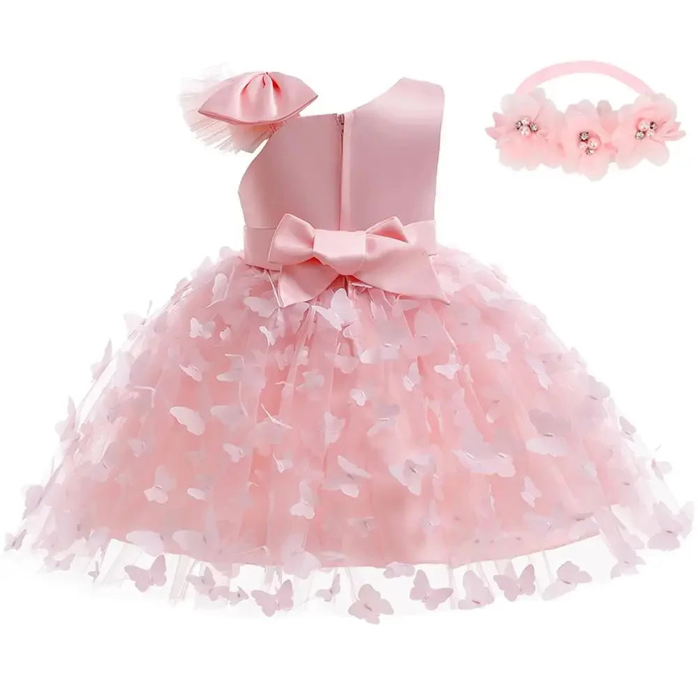 Baby Girl Clothes For Baptismal 1st Birthday Dress Girls Party Dresses Butterfly Wedding Princess Dress Kids Christmas Costume