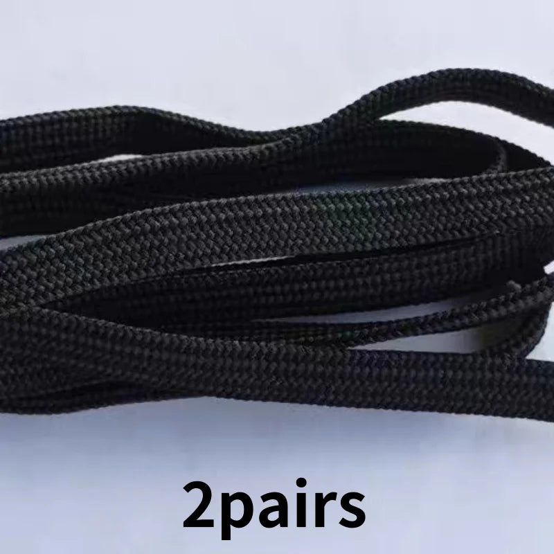 2 Pairs Black White Shoe Laces Flat Double Woven Anti-slip Polyester Shoelaces Sports Casual White Shoes Classic Shoelace