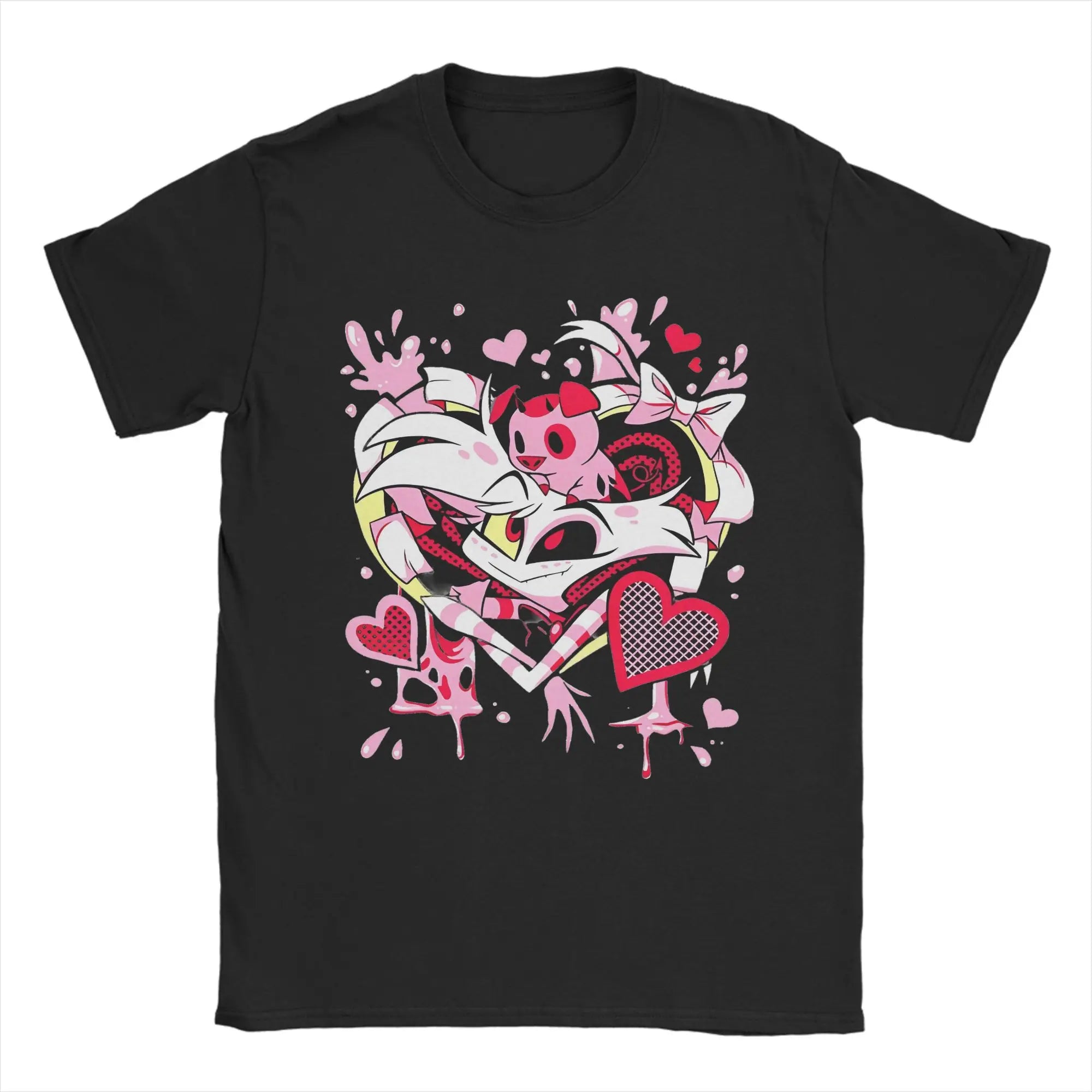 Vintage Hazbins Hotels Alastor Cartoon T Shirt Men Cotton Short Sleeve  Round Neck Summer Clothes