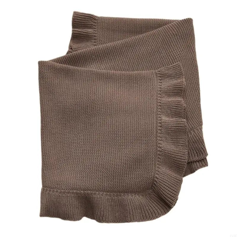 Baby Blanket for Newborns Cotton Ruffle Knitted Wrap Towel Soft and Breathable Bed Blanket for Autumn Winter 75x95cm