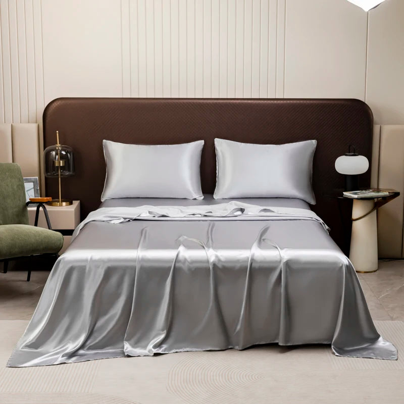 Pure Color Satin Feel Flat Bed Sheet Soft Skin-friendly High-end 4 Seasons Universal 230x230cm Sheet Bed Cover No Pillowcases