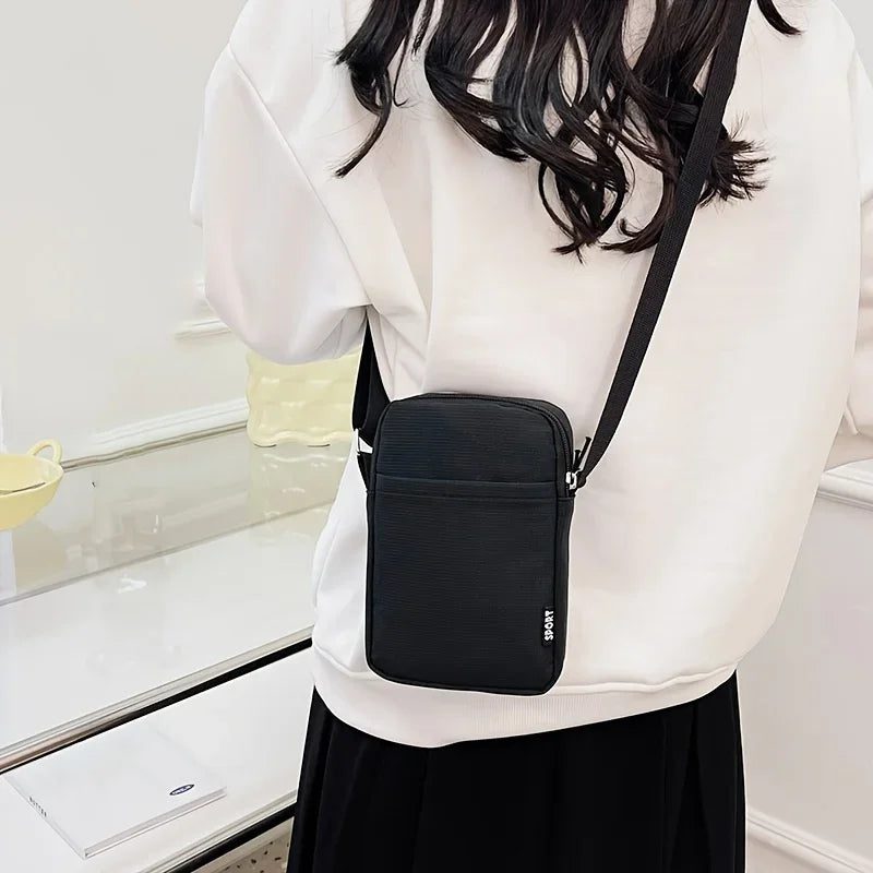 New Fashion Simple Casual Shoulder Messenger Bag, Women's Portable Mobile Phone Bag, Vertical Coin Key Bank Card Shoulder Bag