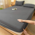 1pc Skin-friendly Bed Cover with Elastic Band Solid Color Brushed Bed Sheet Single/Queen/King Fitted Bedsheet(without pillowcase
