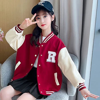 Teenage Girls Baseball Jackets For 5-14 Years Old Teens Clothes Children Sports Outerwear Coat Spring Autumn Fashion Boys Jacket