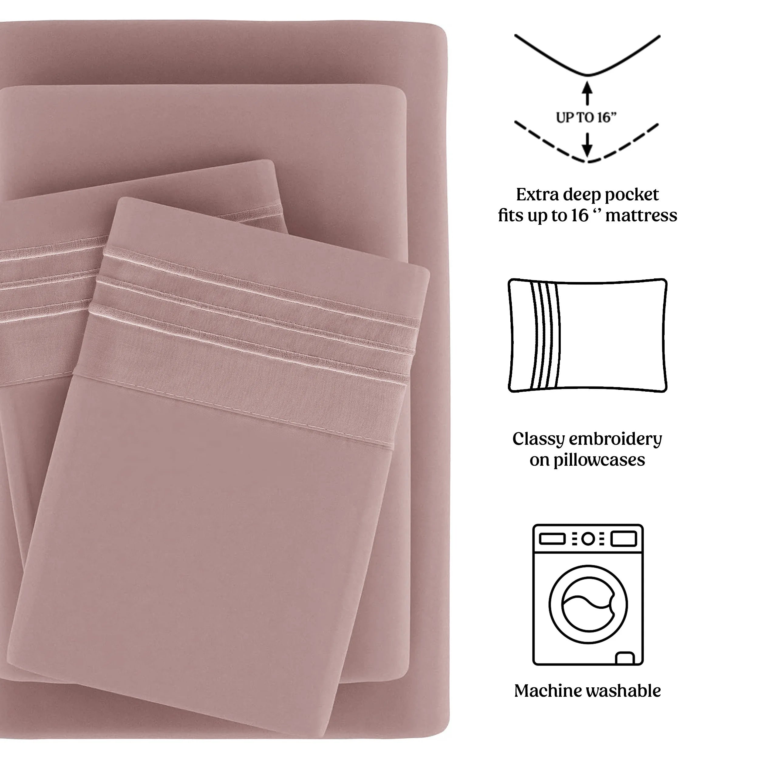 4-piece set of solid-colored bed sheets - 1801 series fashionable and comfortable bedding set