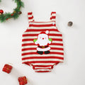 Christmas Embroidered Pattern Baby Romper with Straps Holiday Baby Bodysuit Infant Clothing Festive Baby Outfit