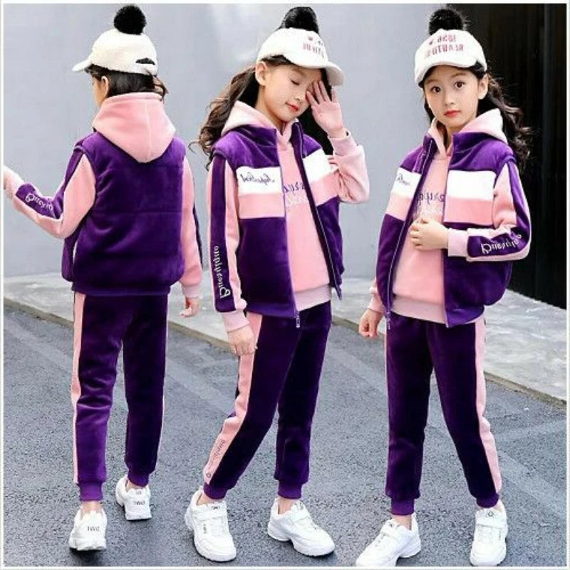 Girls Clothes Set Winter Jacket + Trousers Pants 3 PCS Children Clothing for Girl Teen Kids Girls Clothes 2 4 6 8 10 11 12 Years