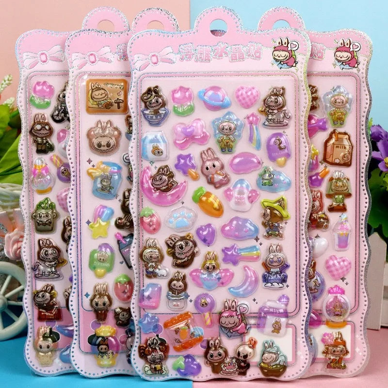 Style8 Cartoon Pillar Capybara Black Light Pony 3D Three-dimensional Crystal Sticker Handmade DIY Material Children's Sticker