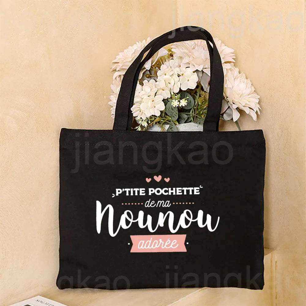 Thank You for Taking Care of Me Nanny Printed Tote Bag Female Shoulder Bag Canvas Handbags Women Shopping Bags Gift for Nounou
