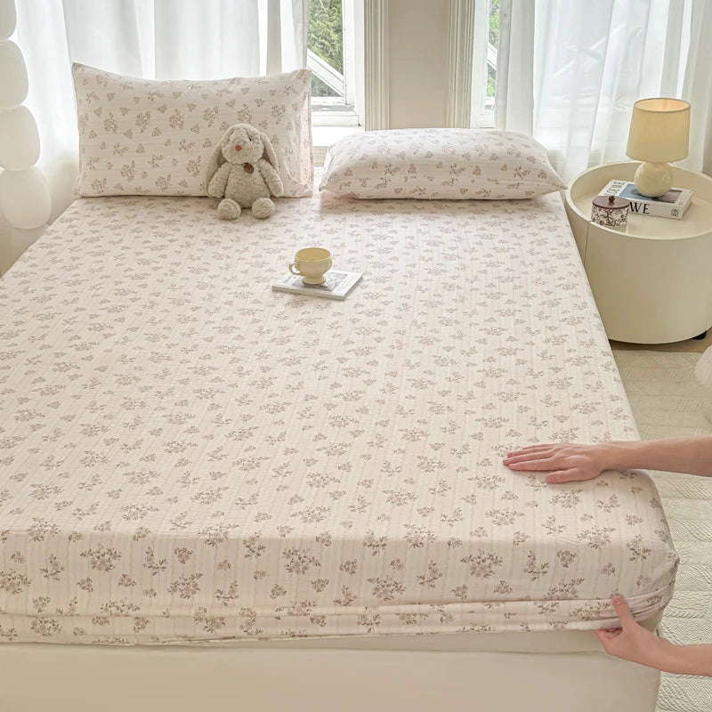 Soft Bedsheets Floral Style Bed Cover Elastic Bed Linen for Home Non-slip Fitted Sheet постельное белье (Pillowcase Need Order)