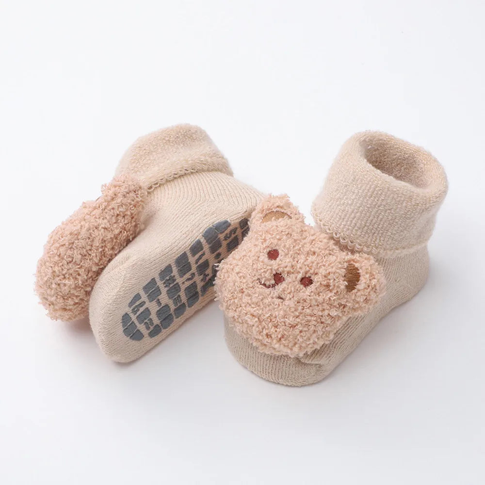 Cute Bear Baby Socks for Boys Girls Winter Soft Cotton Thicken Warm Socks Anti Slip Babies Accessories for Newborn Toddler Socks