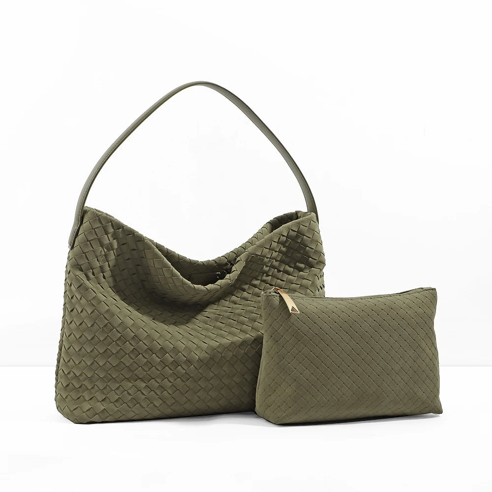 Women's Woven Handbag Suede Fashion Shoulder Bag Designer Handbags and Purse 2025 Trend Female Tote bags Bucket Bag