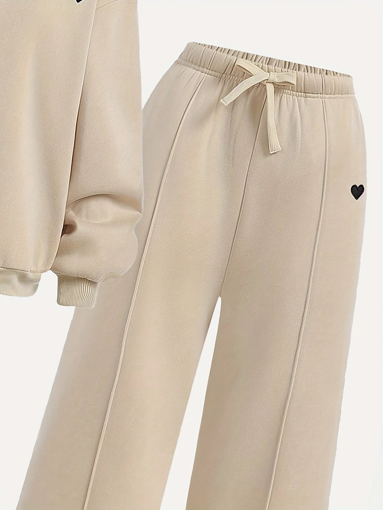 Children's Clothing for Girls, Autumn Outfit Set, Girls' Round-Neck Pullover and Wide-Leg Pants Set, Girls' Round-Neck Sweatshirt and Sports Sweatpants Two-Piece Set, Solid Color Stylish Clothes